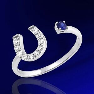 Montana Silversmiths Dainty Sterling Silver CZ Horseshoe Ring ~ Retail $75 ~ NEW